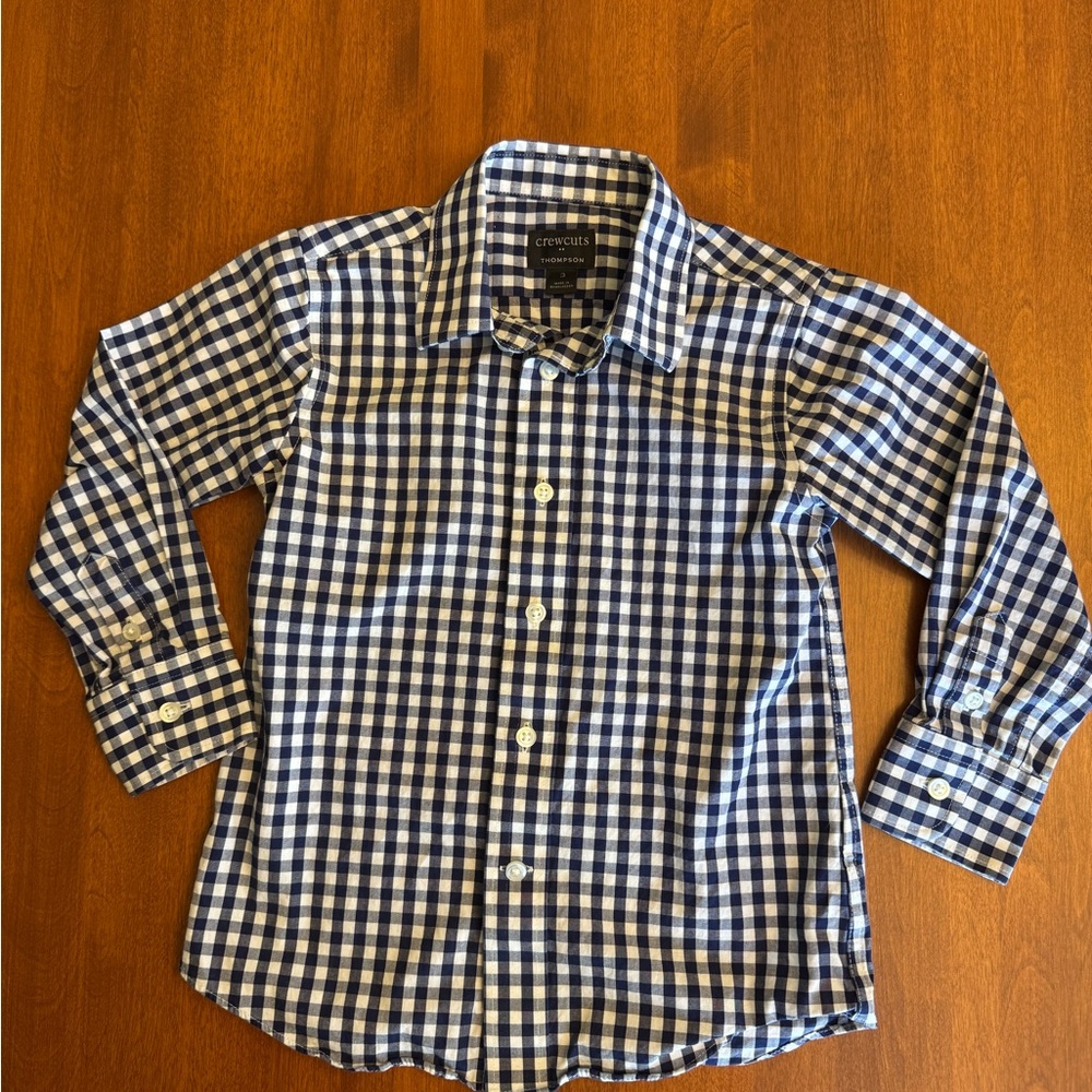 J Crew Navy and White Checkered Button Down Shirt
